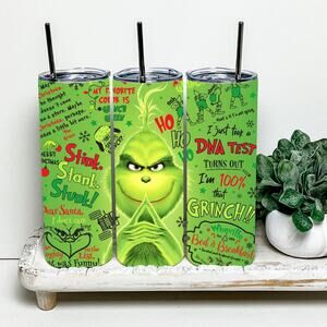 The Grinch 20oz Tumbler With Metal Straw